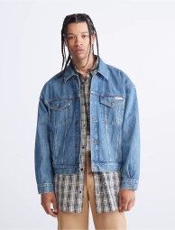 Чоловічі джинсові куртки Calvin Klein з кишенями 1159796467 (Білий/синій, M)