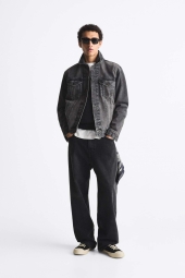 Мужская джинсовая куртка ZARA 1159803128 (Серый, XXL)