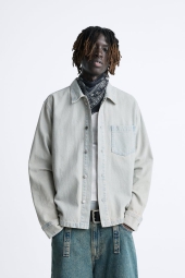 Мужская джинсовая куртка-рубашка ZARA 1159803136 (Голубой, XL)