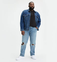 Стильные мужские джинсы на пуговицах Levi's рваные 1159772284 (Синий, 42W 38L)