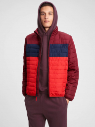 Мужская куртка GAP пуховик с цветными блоками 1159762832 (Бордовый/Красный/Синий, XL)