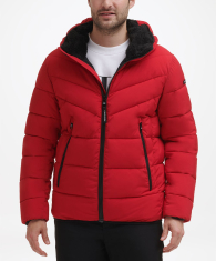 Теплая мужская куртка Calvin Klein с капюшоном 1159778676 (Красный, L)