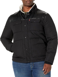 Мужская куртка Levi's пуховик со вставками из экокожи 1159788787 (Черный, XXL)