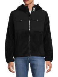 Куртка Michael Kors из искусственного меха с капюшоном 1159784202 (Черный, L)