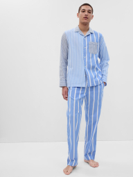Мужская пижама Gap рубашка и штаны в полоску 1159788988 (Голубой, M)