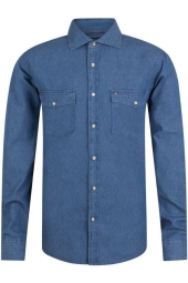 Мужская джинсовая рубашка Tommy Hilfiger на кнопках 1159794986 (Синий, M)