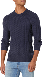 Мужской вязаный свитер GUESS с логотипом 1159784225 (Синий, XL)