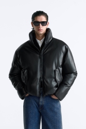 Чоловіча куртка ZARA з екошкіри 1159803043 (Чорний, M)