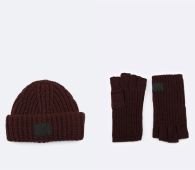 В'язаний набір Calvin Klein комплект шапка та рукавички 1159799960 (Бордовий, One size)