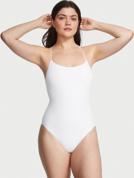 Сдельный купальник Victoria's Secret с открытой спинкой на завязках 1159790465 (Белый, S)
