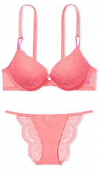 Комплект белья Sexy Tee от Victoria's Secret бюст Push Up и трусики 1159763532 (Розовый, 38C/XL)