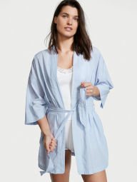 Домашний комплект Victoria’s Secret легкий халат майка шортики 1159763441 (Голубой/Белый, M)