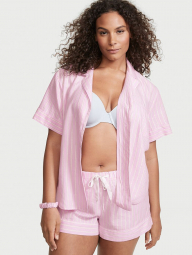 Домашний комплект пижама Victoria’s Secret рубашка и шорты 1159761286 (Розовый/Бежевый, M)