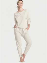 Уютный комплект Victoria’s Secret пижама кофта и штаны 1159781535 (Молочный, S)