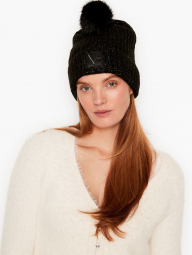 Зимова тепла шапка з шиммером Victoria`s Secret art982961 (Чорний, One size)