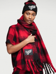 Уютный клетчатый шарф Victoria's Secret 1159762771 (Красный/Черный, One size)