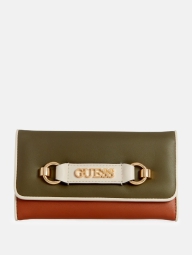 Стильний жіночий гаманець Guess на кнопці 1159798948 (Зелений, One size)