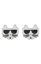 Серьги-гвоздики Karl Lagerfeld Paris сережки в виде котиков 1159780762 (Белый, One size)