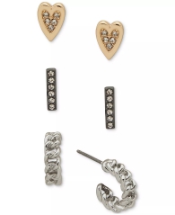 Набір стильних сережок Karl Lagerfeld 3 пари 1159803367 (Золотистий/Сріблястий, One size)