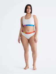 Жіночий комплект Calvin Klein бюст-топ та трусики тонг 1159799754 (Білий, 1X)