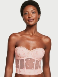 Розкішний комплект з вишивкою Victoria's Secret корсетний топ та трусики тонг 1159806535 (Рожевий, M)