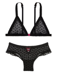 Мереживний комплект білизни Victoria's Secret ліф триангл та трусики чики 1159820750 (Чорний S)