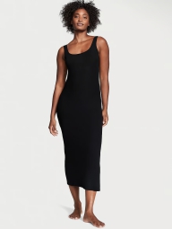 Длинное платье-комбинация Victoria’s Secret домашнее платье в рубчик 1159803968 (Черный, L)