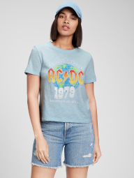 Женская летняя футболка AC/DC GAP укороченная 1159772078 (Голубой, L)