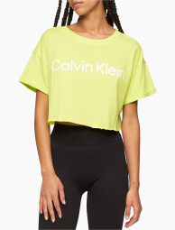 Женская укороченная футболка Calvin Klein с логотипом 1159772667 (Салатовый, L)