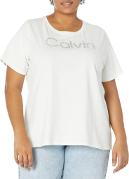 Женская футболка Calvin Klein с логотипом 1159775160 (Белый, 3X)