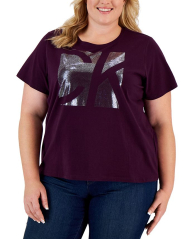 Женская футболка Calvin Klein с логотипом 1159777334 (Фиолетовый, 0X)