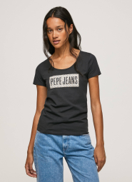 Женская футболка Pepe Jeans London с принтом 1159786562 (Черный, XS)