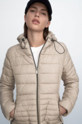 Женская легкая водонепроницаемая куртка ZARA пуховик 1159762063 (Бежевый, XXL)