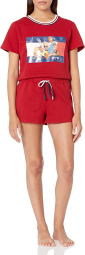 Женская пижама Tommy Hilfiger комплект для сна футболка и шорты 1159768471 (Красный, L)