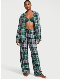 Фланелевая женская пижама Victoria's Secret рубашка и брюки 1159802057 (Зеленый, XL)