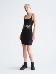 Женское мини-платье Calvin Klein на тонких бретелях 1159777638 (Черный, L)