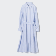 Женское платье-рубашка UNIQLO с поясом 1159787592 (Голубой, M)