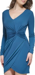 Стильное мини-платье GUESS с длинным рукавом 1159800284 (Бирюзовый, 8)