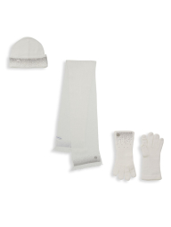 Вязаный комплект Calvin Klein шапка с шарфом и перчатками 1159779081 (Белый, One size)