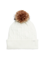 Женская вязаная шапка Calvin Klein с помпоном 1159779087 (Белый, One size)