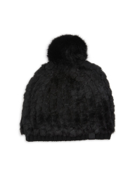 Женская вязаная меховая шапка Calvin Klein с помпоном 1159779090 (Черный, One size)