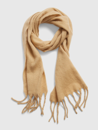 Стильный шарф GAP с бахромой 1159776018 (Бежевый, One size)