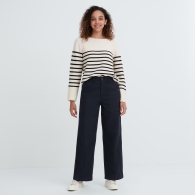 Широкі жіночі штани UNIQLO з накладними кишенями 1159800134 (Білий/синій, XL)