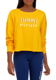 Женский укороченный свитшот Tommy Hilfiger кофта на флисе 1159775356 (Желтый, XL)