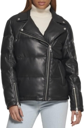 Женская куртка из искусственной кожи Levi's пуховик на молнии 1159799391 (Черный, XS)