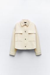 Вельветовая куртка-рубашка ZARA 1159801986 (Молочный, S)