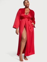 Жіночий довгий атласний халат Victoria's Secret 1159803654 (червоний, XS/S)