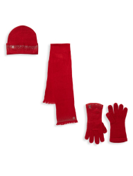 Вязаный комплект Calvin Klein шапка с шарфом и перчатками 1159781128 (Красный, One size)