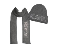 Жіночий в'язаний набір Karl Lagerfeld Paris шапка і шарф. 1159802616 (Сірий, One size)